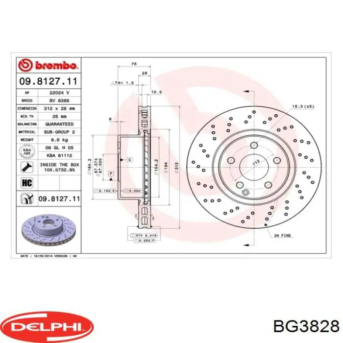 Купить BG3828 Delphi Ротор тормозной