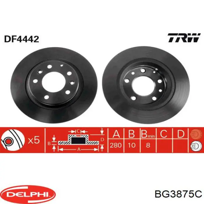 Купить BG3875C Delphi Диск тормозной задний