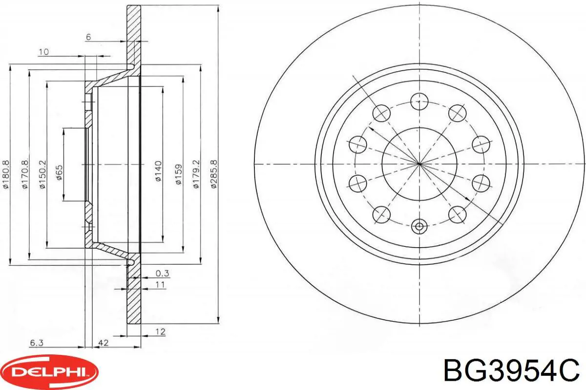 Тормозные диски BG3954C Delphi