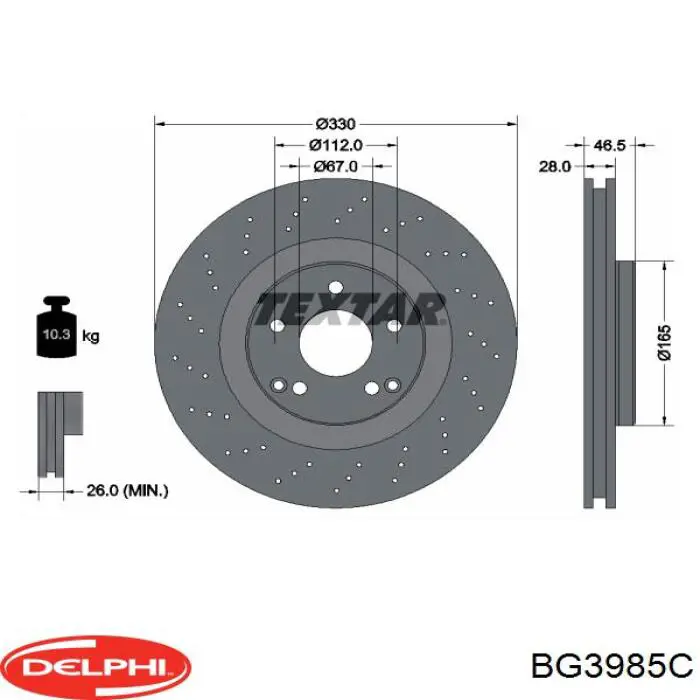 Передние тормозные диски BG3985C Delphi