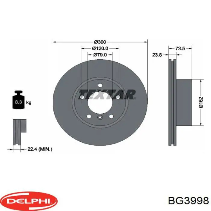 BG3998 Delphi диск тормозной передний