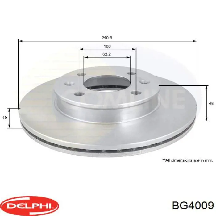 Передние тормозные диски BG4009 Delphi