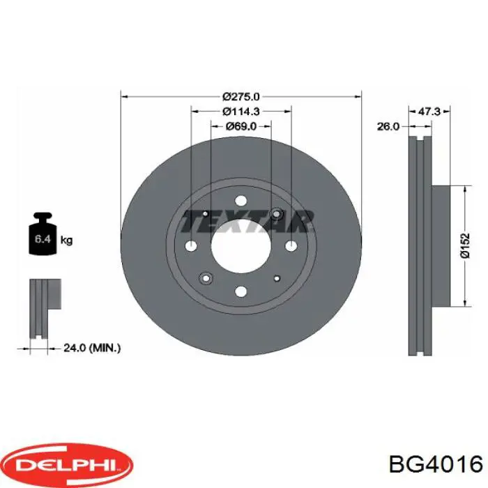 BG4016 Delphi диск тормозной передний