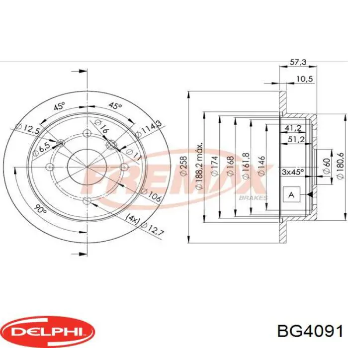 Диск гальмівний задній BG4091 Delphi