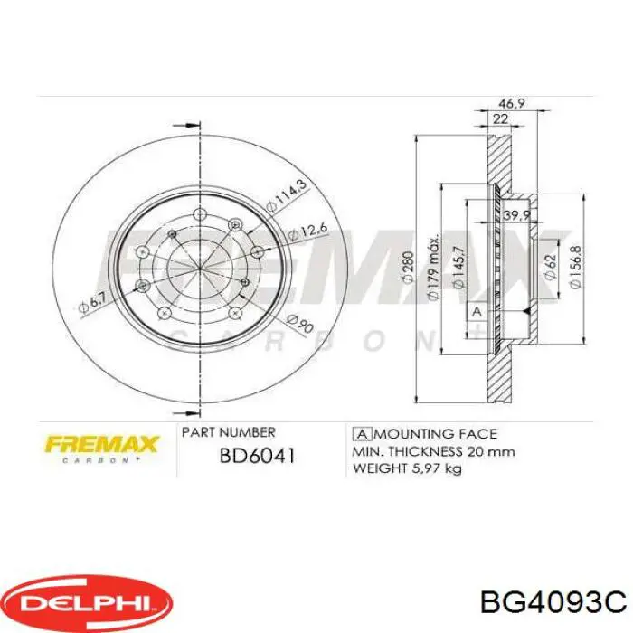 Тормоз дисковый передний Delphi BG4093C цена, от 38.63 USD