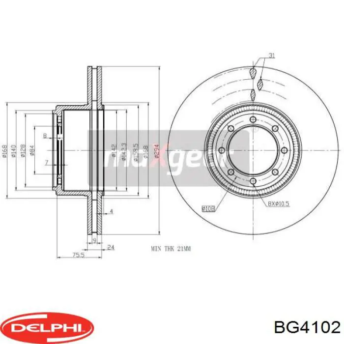 BG4102 Delphi диск тормозной задний