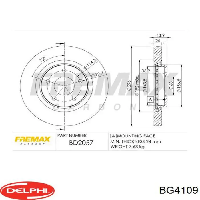 Передний тормозной диск Delphi BG4109