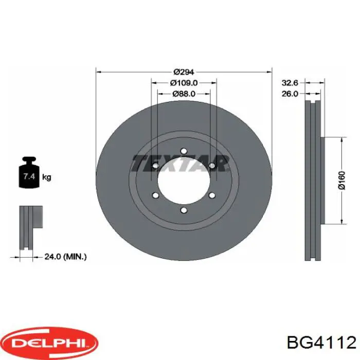 BG4112 Delphi disco do freio dianteiro