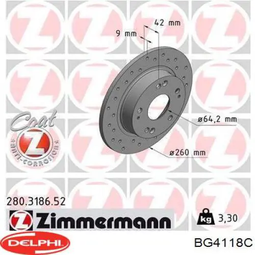 Тормозные диски BG4118C Delphi