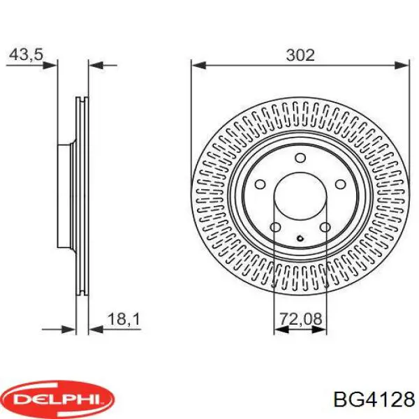 Передние тормозные диски BG4128 Delphi