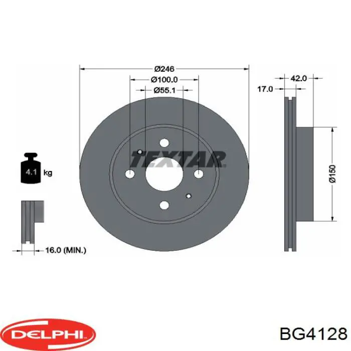Тормоз дисковый передний Delphi BG4128 цена, от 29.85 USD