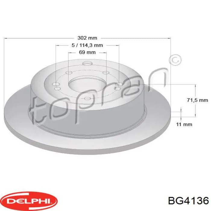 Купить BG4136 Delphi Диск тормозной задний