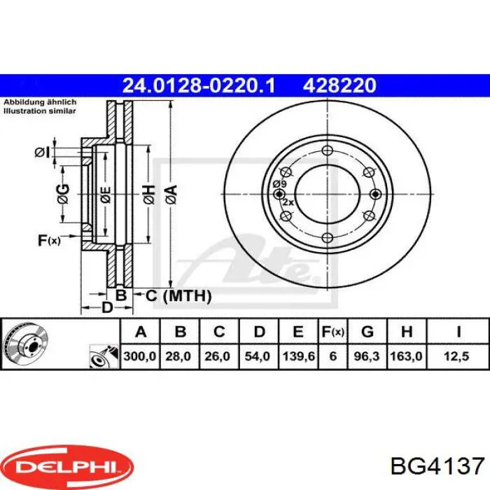 Передние тормозные диски BG4137 Delphi