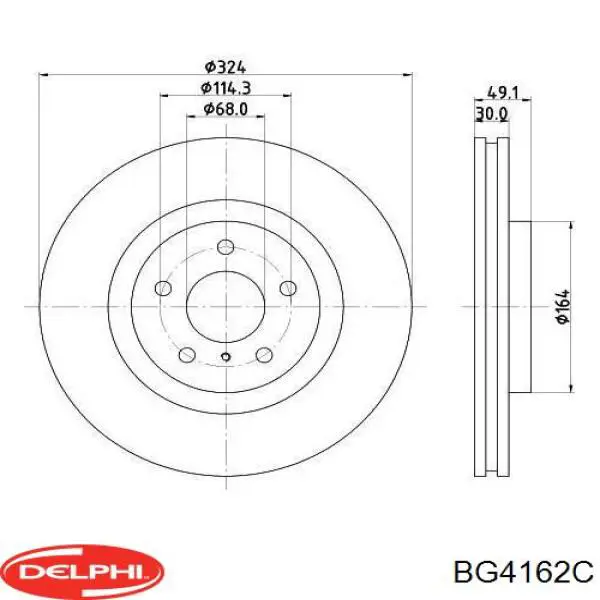 Тормоз дисковый передний Delphi BG4162C цена, от 111.90 USD