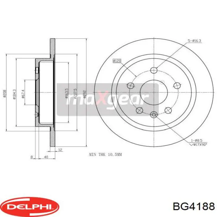 BG4188 Delphi disco do freio traseiro