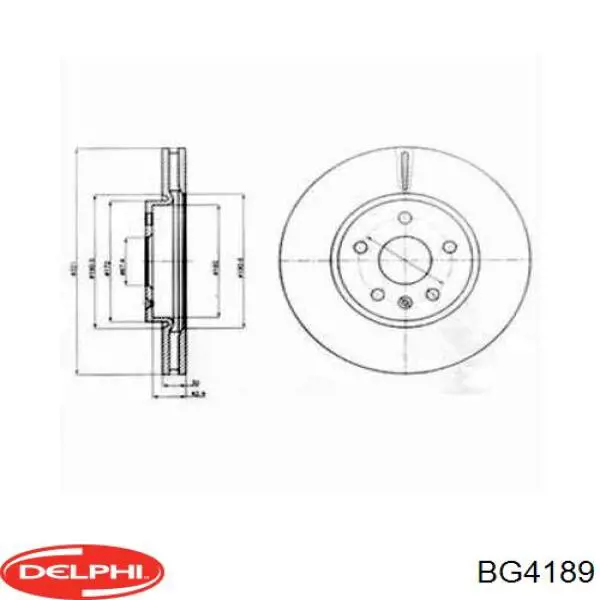 Передние тормозные диски BG4189 Delphi