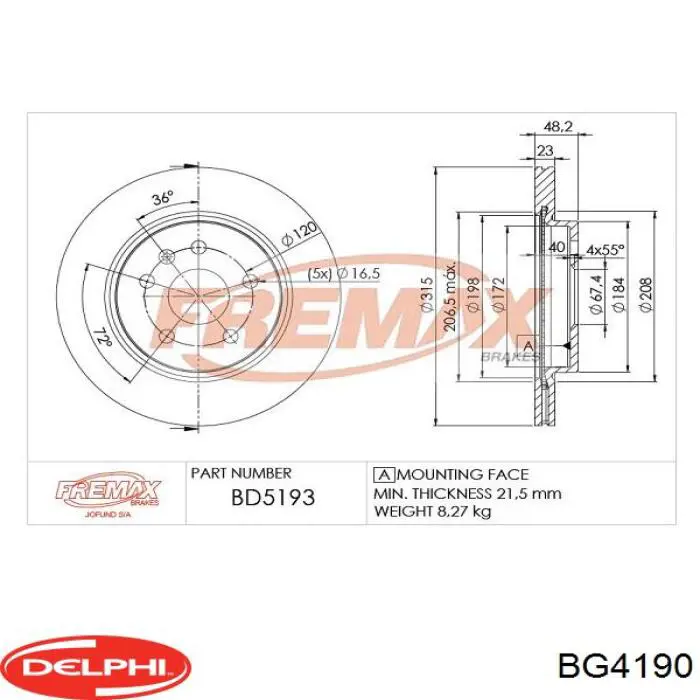 Задний тормозной диск Delphi BG4190 цена, от 91.56 USD