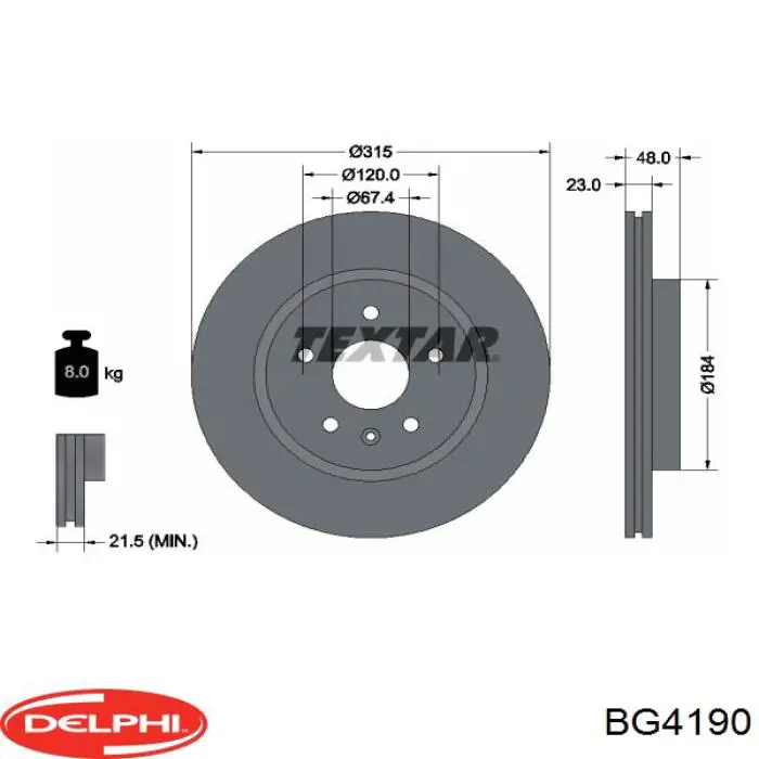 Купить BG4190 Delphi Диск тормозной задний
