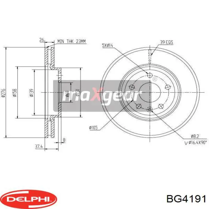Тормоз дисковый передний Delphi BG4191 цена, от 45.78 USD