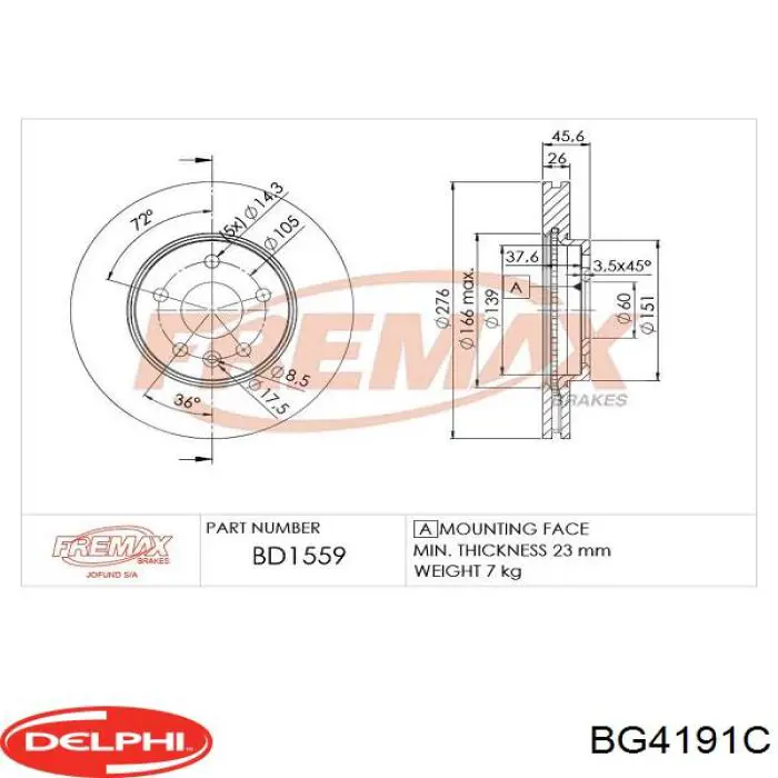Купить BG4191C Delphi Ротор тормозной