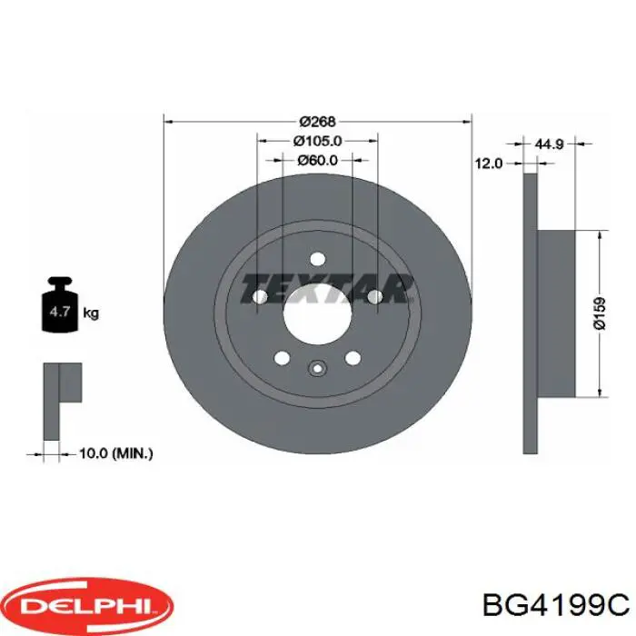 Диск гальмівний задній BG4199C Delphi