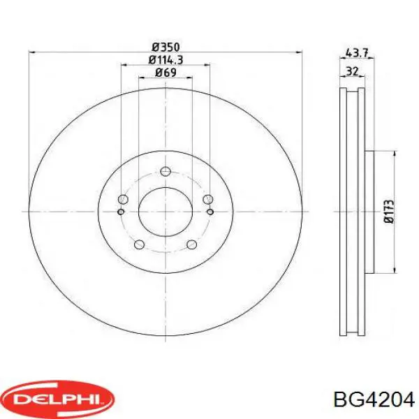 Задний тормозной диск Delphi BG4204 цена, от 117.73 USD