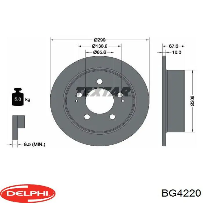 BG4220 Delphi disco do freio traseiro