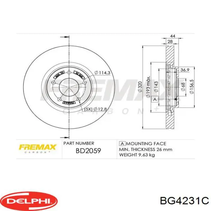 Купить BG4231C Delphi Ротор тормозной