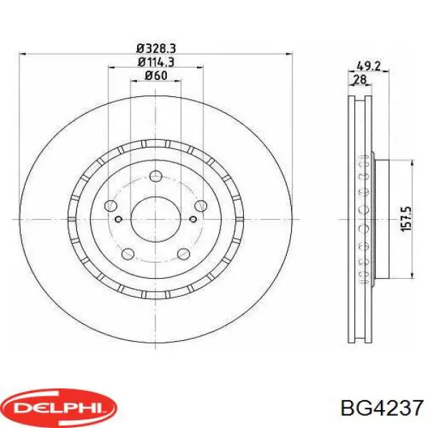 Задний тормозной диск Delphi BG4237 цена, от 51.10 USD