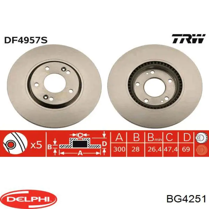 BG4251 Delphi диск тормозной передний