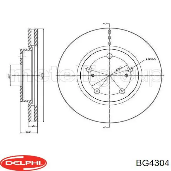 BG4304 Delphi диск тормозной передний