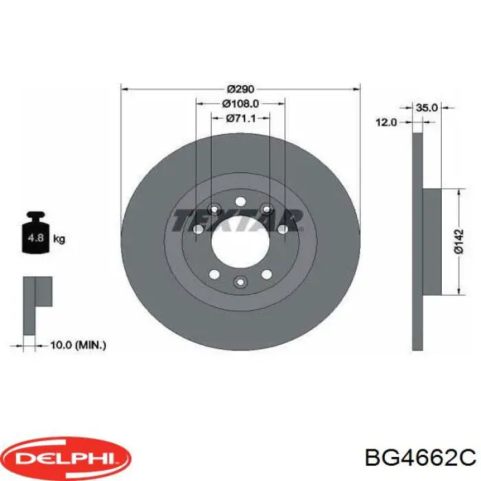 Задний тормозной диск Delphi BG4662C цена, от 30.79 USD