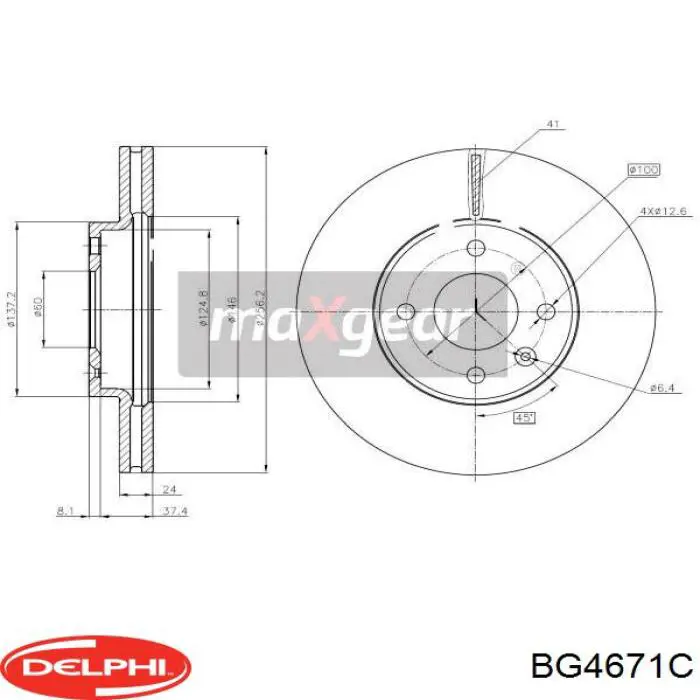 Тормоз дисковый передний Delphi BG4671C цена, от 36.25 USD