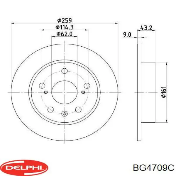 Disco de freno trasero BG4709C Delphi