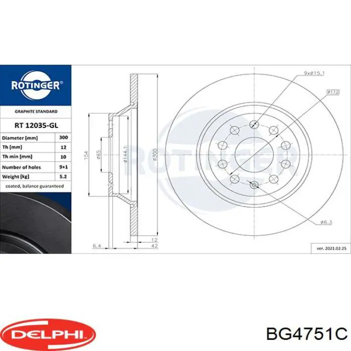 Задний тормозной диск Delphi BG4751C цена, от 42.97 USD