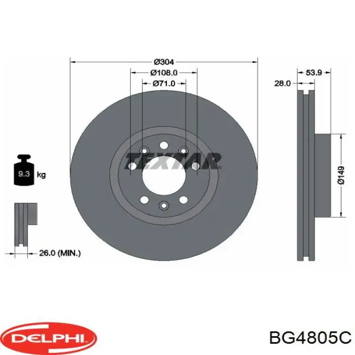 Disco de freno delantero BG4805C Delphi