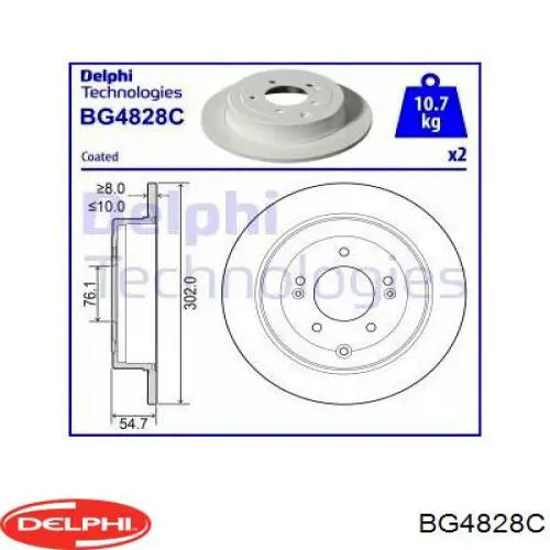BG4828C Delphi диск тормозной задний