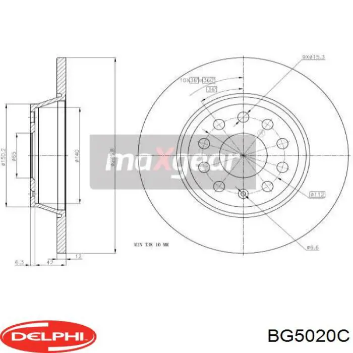 BG5020C Delphi disco do freio traseiro