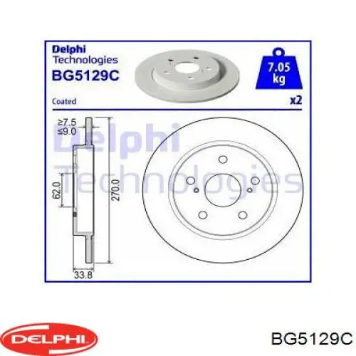 Купить BG5129C Delphi Диск тормозной задний