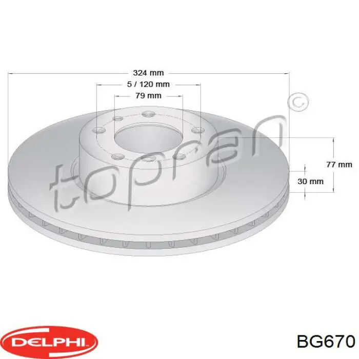 BG670 Delphi Диск тормозной передний