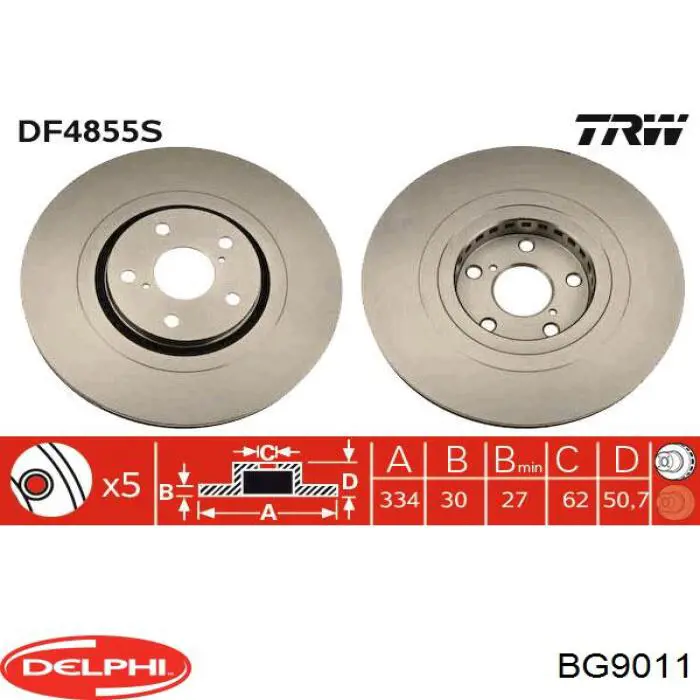 Передние тормозные диски BG9011 Delphi