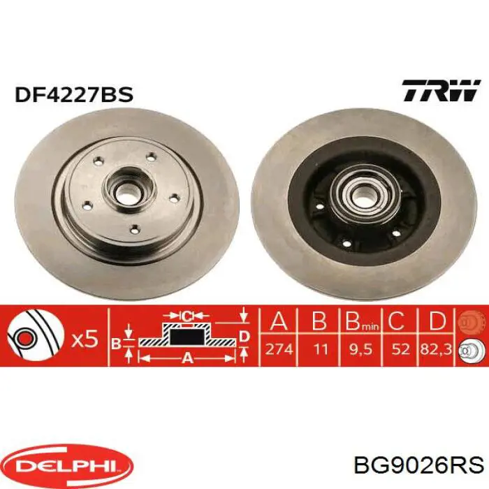 Задний тормозной диск Delphi BG9026RS цена, от 78.97 USD