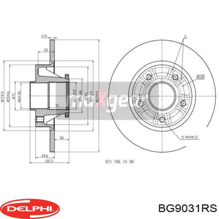 Купить BG9031RS Delphi Диск тормозной задний