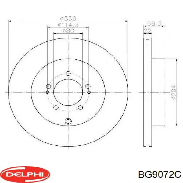 Передние тормозные диски BG9072C Delphi