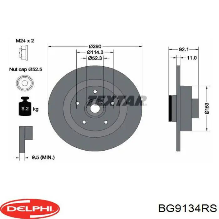 BG9134RS Delphi диск тормозной задний