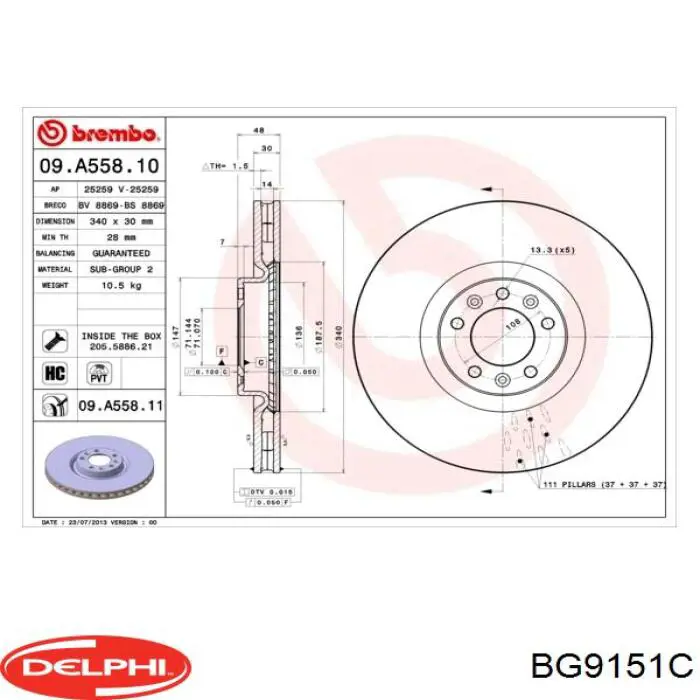 BG9151C Delphi disco do freio dianteiro