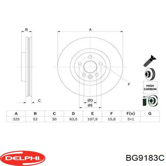 Тормоз дисковый передний Delphi BG9183C цена, от 69.43 USD