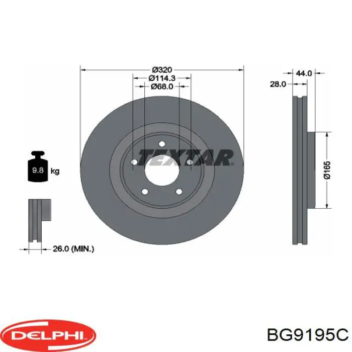 BG9195C Delphi Диск тормозной передний