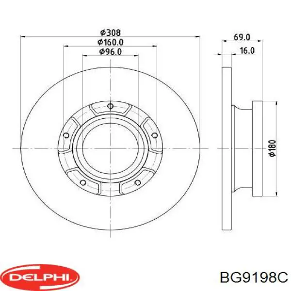 Диск тормозной задний DELPHI BG9198C