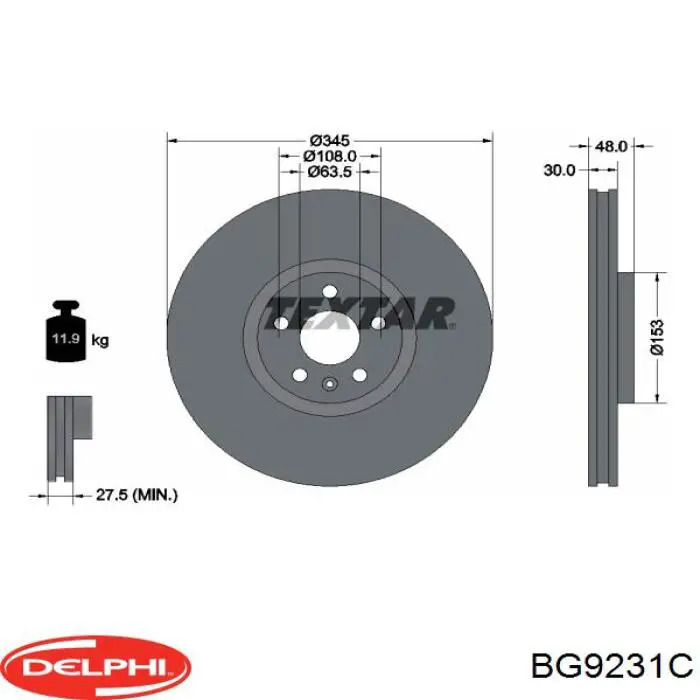 BG9231C Delphi disco do freio dianteiro